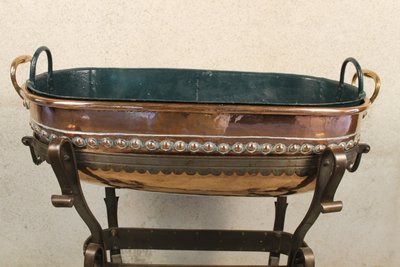 Large planter in copper and wrought iron in the Haute Epoque early 20th century style