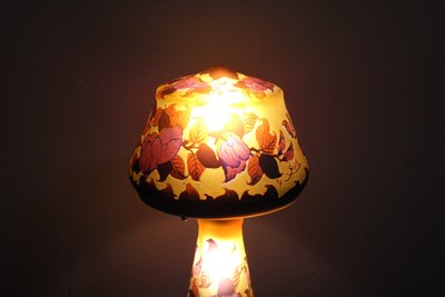 Pâte De Verre Gallé Tip Mushroom Lamp