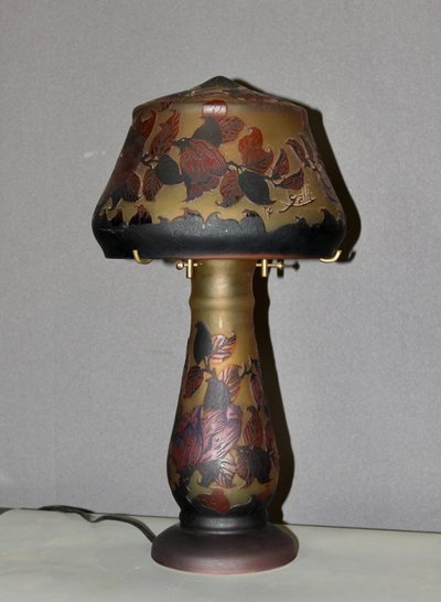 Pâte De Verre Gallé Tip Mushroom Lamp