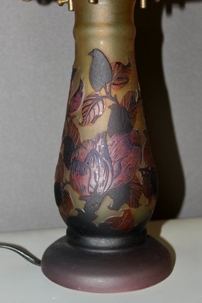 Pâte De Verre Gallé Tip Mushroom Lamp