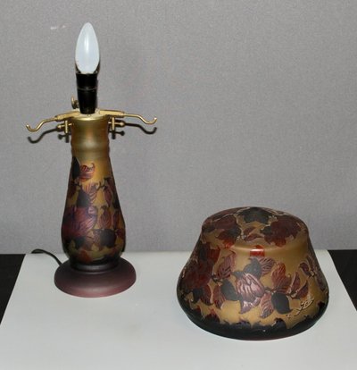 Pâte De Verre Gallé Tip Mushroom Lamp