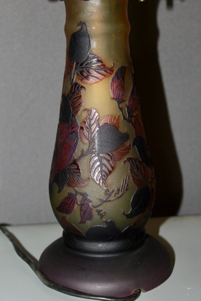 Pâte De Verre Gallé Tip Mushroom Lamp