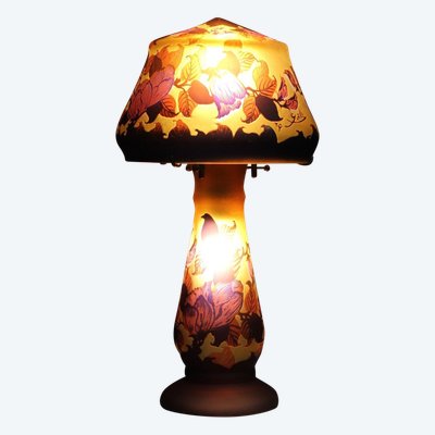 Pâte De Verre Gallé Tip Mushroom Lamp