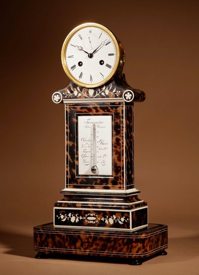 Magnifique et rare pendule de cheminée française avec thermomètre, vers 1870.