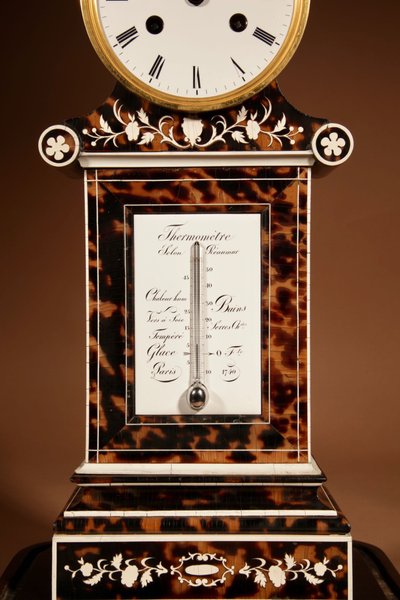 Magnifique et rare pendule de cheminée française avec thermomètre, vers 1870.