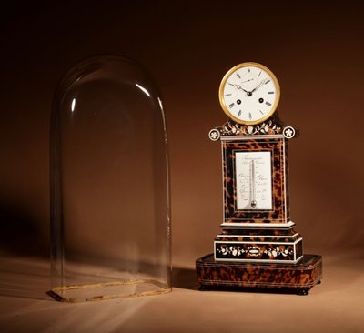Magnifique et rare pendule de cheminée française avec thermomètre, vers 1870.