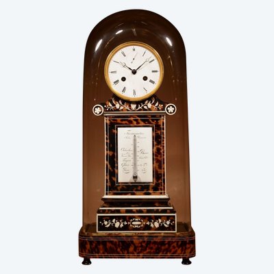 Magnifique et rare pendule de cheminée française avec thermomètre, vers 1870.