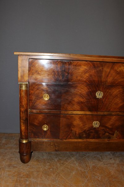 Commode Empire en noyer fin XIX