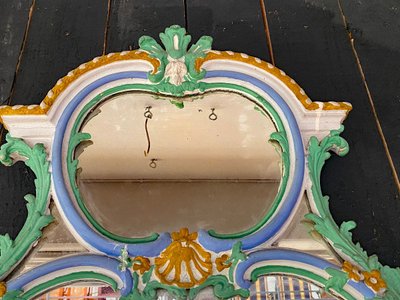 Consolle e specchio in legno dipinto e patinato, circa 1880