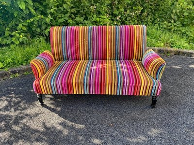 Sofa Napoleon 3 , Restauriert, Velours Mehrfarbig