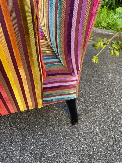 Sofa Napoleon 3 , Restauriert, Velours Mehrfarbig