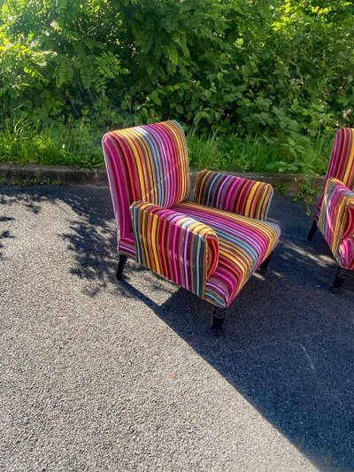 Paar Sessel Napoleon III , Restauriert Velours Mehrere Farben