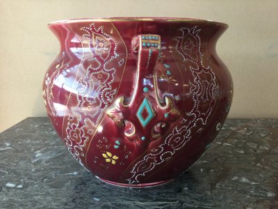 A large CHOISY-LE -ROI earthenware planter in glazed and enamelled earthenware