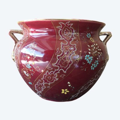 A large CHOISY-LE -ROI earthenware planter in glazed and enamelled earthenware