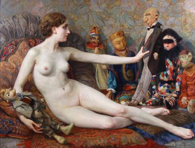 Nudo Olio su tela "odalisca Aux Pantins" Di Georges Brasseur 1930