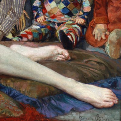 Nudo Olio su tela "odalisca Aux Pantins" Di Georges Brasseur 1930