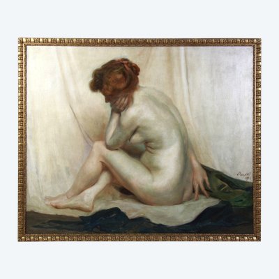Nu à l'huile sur toile Impressionniste signé Victor Regnart daté 1909