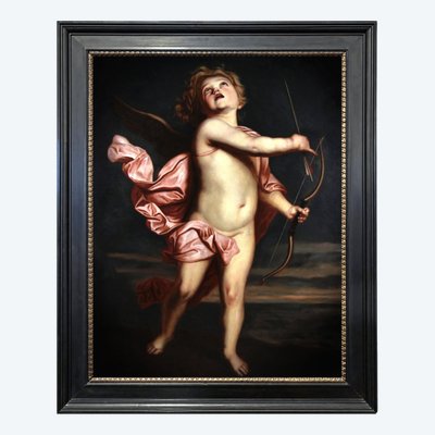 Peinture à l'huile sur toile "Cupidon" circa 1900 d'après Anthony van Dyck