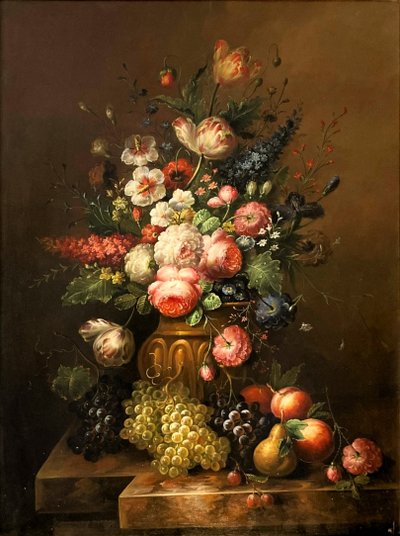 Still life with flowers by Elias Jozsa (b. 1932)