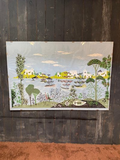 René Fumeron: Acrylic on Paper, Tapestry Design. Signed.
