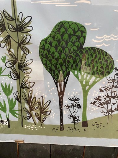 René Fumeron: Acrylic on Paper, Tapestry Design. Signed.