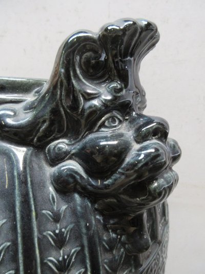 Complete 1900, Ceramic Column and its Cachepot,