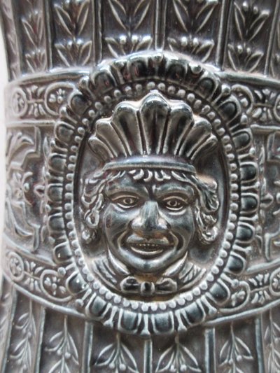 Complete 1900, Ceramic Column and its Cachepot,
