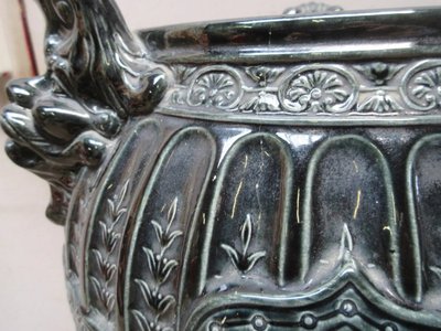 Complete 1900, Ceramic Column and its Cachepot,