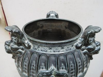 Complete 1900, Ceramic Column and its Cachepot,