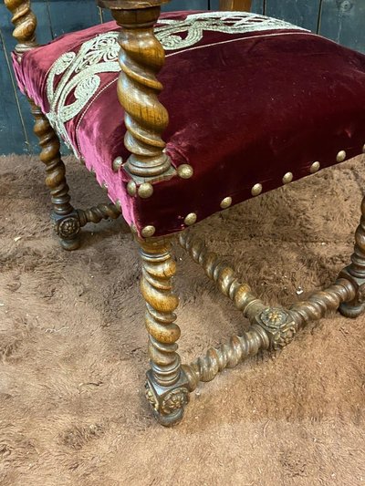 Amusing Louis XIII Style Armchairs, Circa 1900/1930, New Fabric
