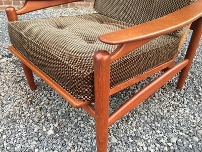 Salon Scandinave En Teck Comportant Une Banquette Et Deux Fauteuils Circa 1970