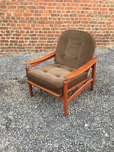 Salon Scandinave En Teck Comportant Une Banquette Et Deux Fauteuils Circa 1970