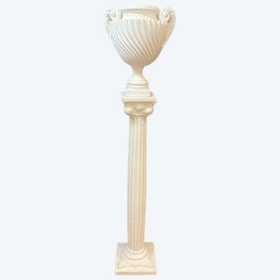 Leuchtende Schale und Säule aus Gips im neoklassizistischen Stil, um 1940/1950