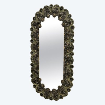 Fernande Massart (1927–2017) Very Large Mirror with Ceramic Frame, circa 1960–1970