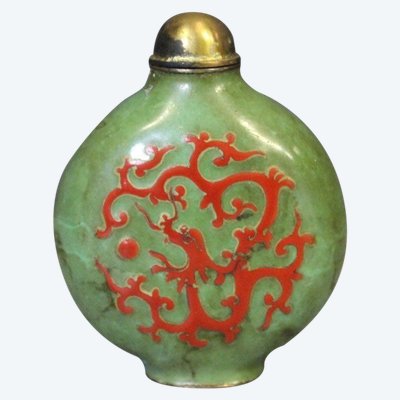 Tabatière émaillée Au Corail Rouge , Chine , Début XX
