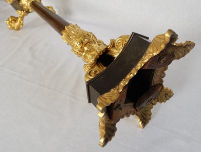 Pair of 6-light gilt bronze and patinated candelabra, Restoration - Empire style - 1830
