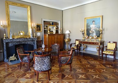 Pair of 6-light gilt bronze and patinated candelabra, Restoration - Empire style - 1830
