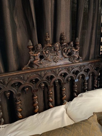 Louis XIII-Style Canopy Bed, 19th Century, Fully Restored
