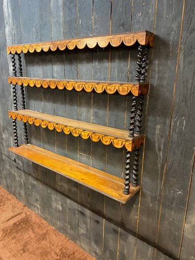Large Dutch Rosewood Shelf, 19th Century Floral Design