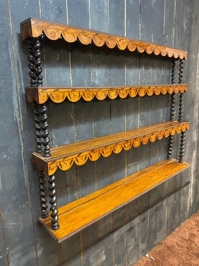 Large Dutch Rosewood Shelf, 19th Century Floral Design