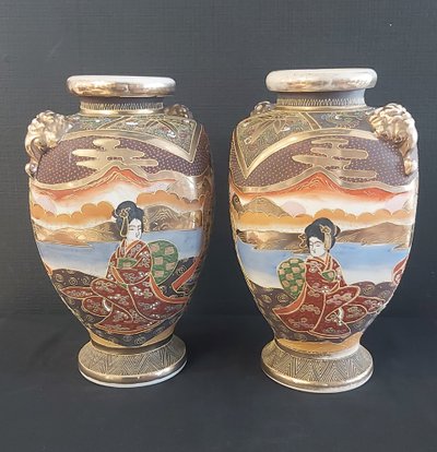 Pair of late 19th century Satsuma vases