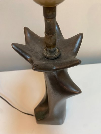 Lampe en céramique émaillée noire en forme de femme attribuée à Jacques Blin