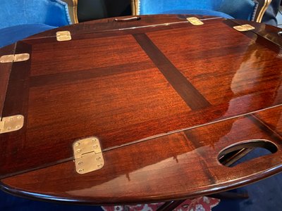 Mahogany modular folding coffee table Marine butler tray