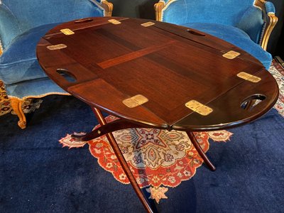 Mahogany modular folding coffee table Marine butler tray