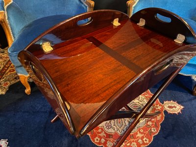 Mahogany modular folding coffee table Marine butler tray