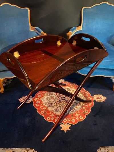 Mahogany modular folding coffee table Marine butler tray