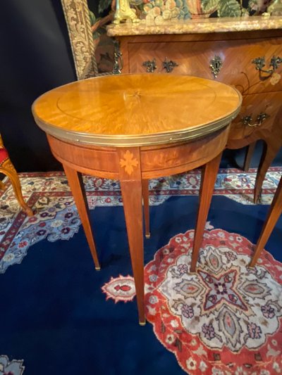 Pair of pedestal tables, end of sofa, table bouillotte, Louis XVI Directoire style