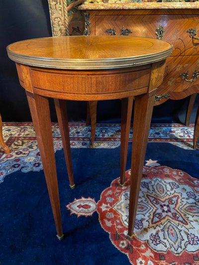 Pair of pedestal tables, end of sofa, table bouillotte, Louis XVI Directoire style