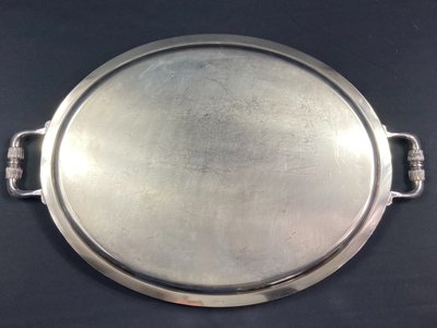 Very large silver plated serving tray signed CHRISTOFLE Malmaison model