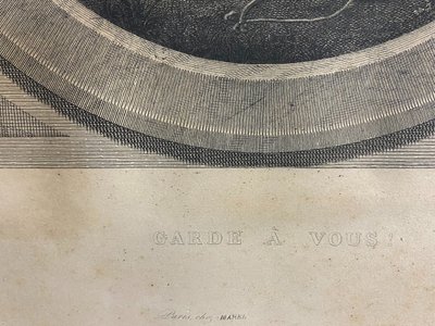 Gravure XIXe à l'angelot ange titrée Garde à vous Angelica Kauffmann / Porporati